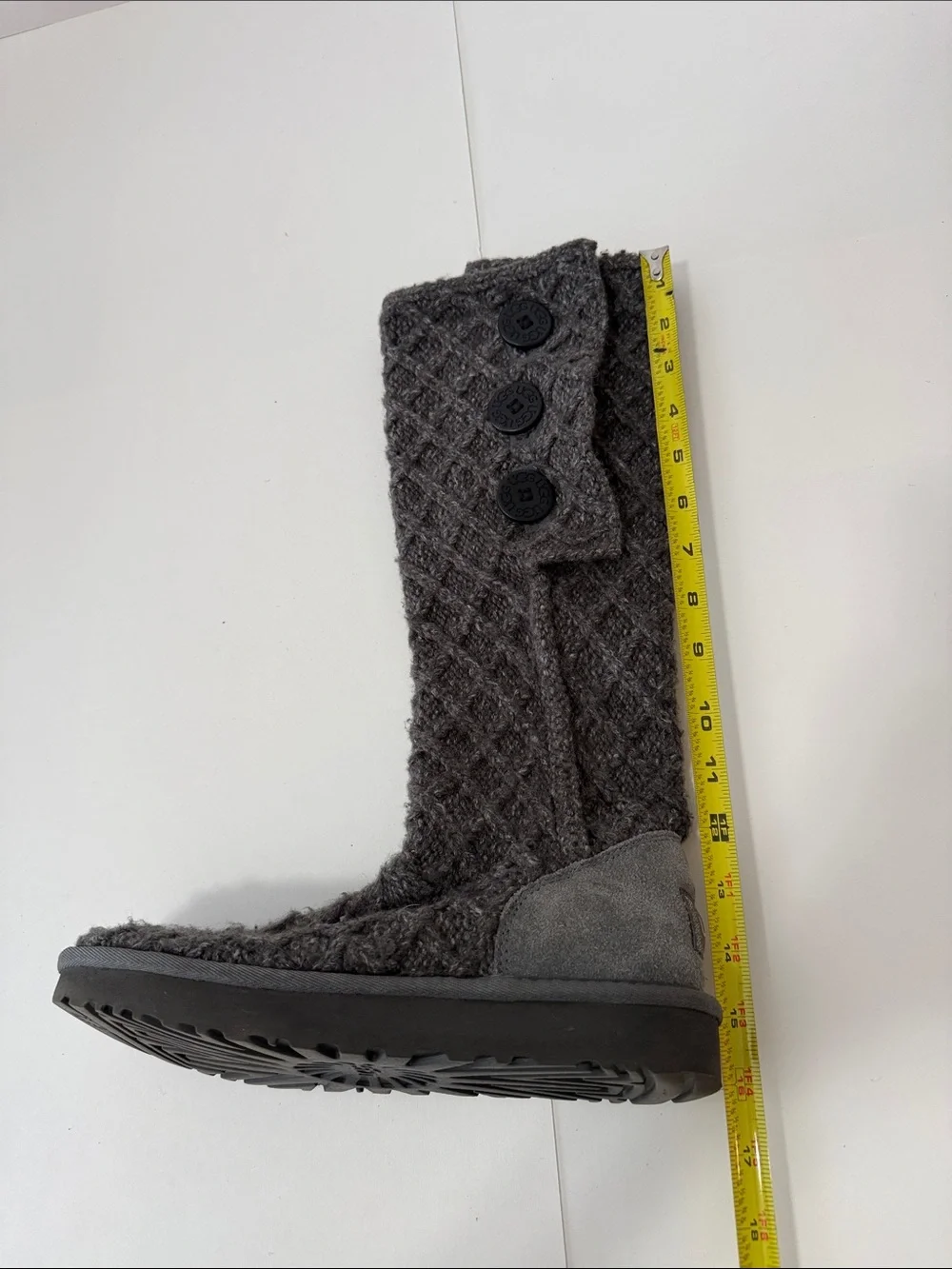 UGG Charcoal Knit Button Knee-High Boots